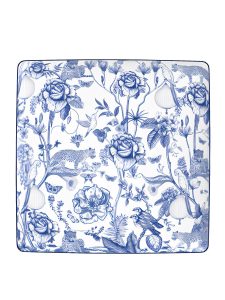 Midnight Emir Square Foot Stool Blue And Natural