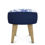 Midnight Emir Round Foot Stool Blue And Natural