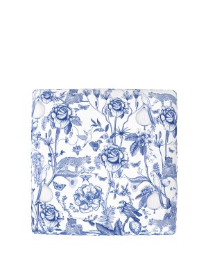 Emirate Square Foot Stool Blue And Natural